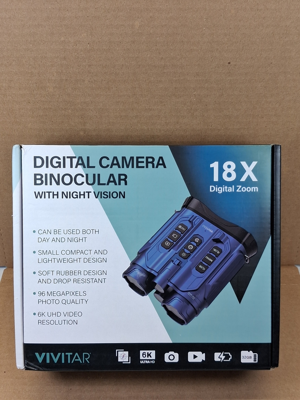VIVITAR Blue Digital Camera Binocular Night Vision 18X Digital Zoom New Sealed